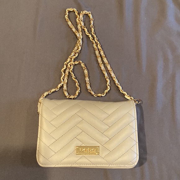 bebe Handbags - bebe Quilted Crossbody Bag Gray Gold Chain Strap Flap Y2K Shoulder Purse